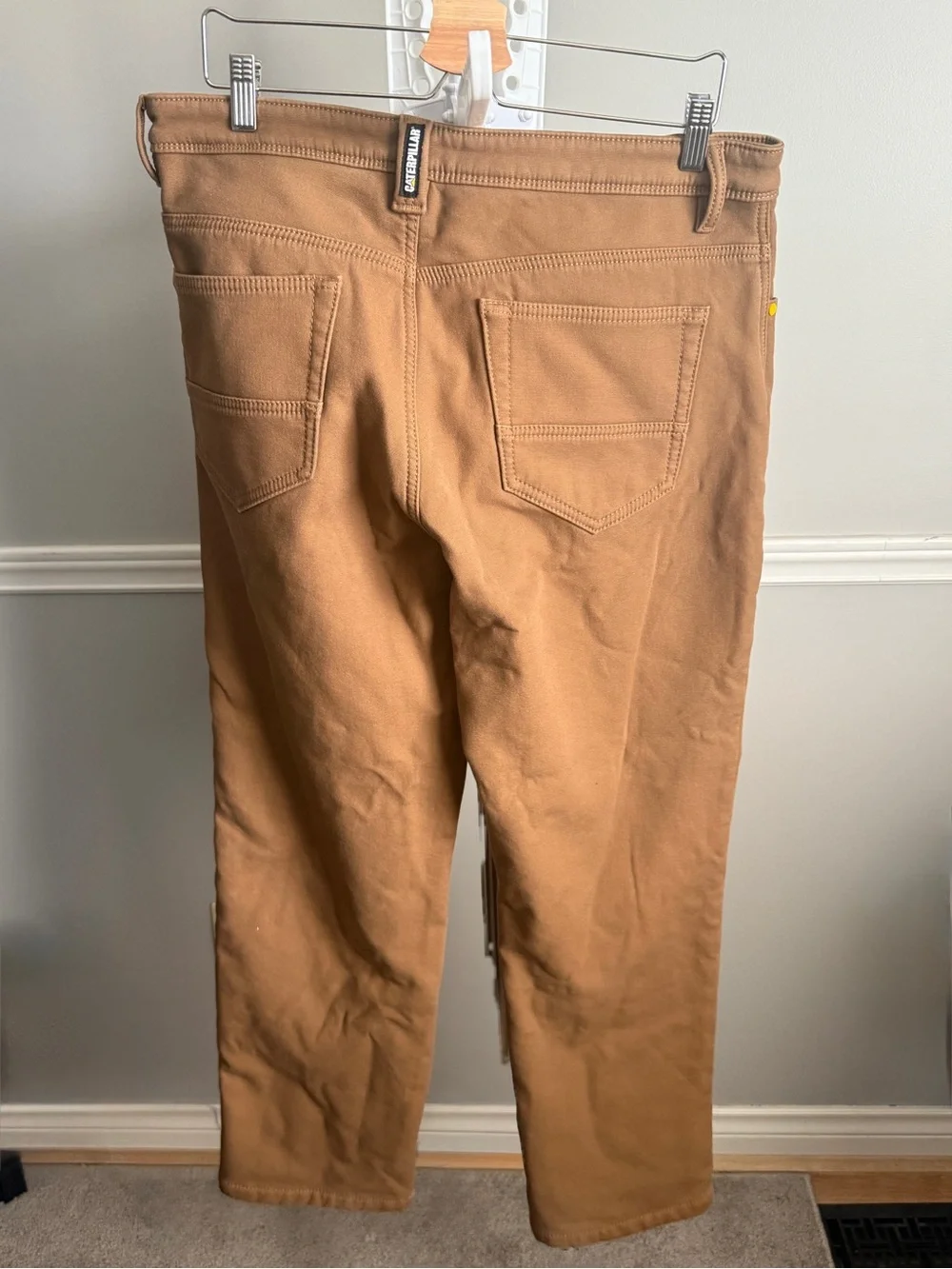 CAT Caterpillar Men's Fleece-Lined Canvas Work Pants in Tan - Picture 2 of 6